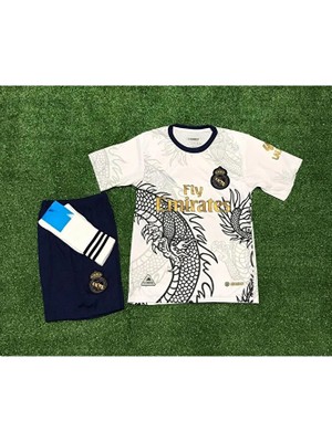 Cristiano Ronaldo Beyaz Dragon Tasarımlı Çocuk Forması 4'lü Set