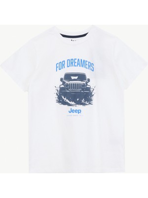 Jeep Baskılı Beyaz Erkek Çocuk T-Shirt J6SB-TST7672