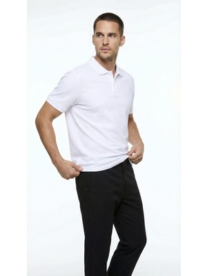 Fabrika Düz Beyaz Erkek Polo T-Shirt Nobro Cepsız Nb