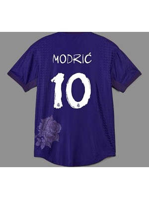 Luka M,o,d,r,i,c, 2023-24 Sezonu Özel Mor Güllü Tasarım R,e,a,l, M,a,d,r,i,d, Forması