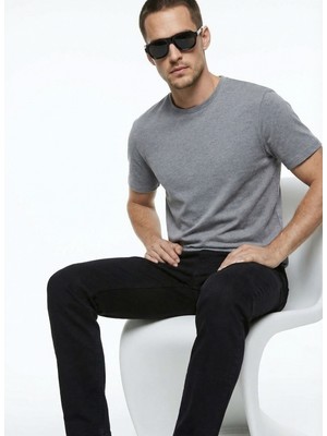 Fabrika Bisiklet Yaka Düz Antrasit Melanj Erkek T-Shirt F4SM-TST 2847