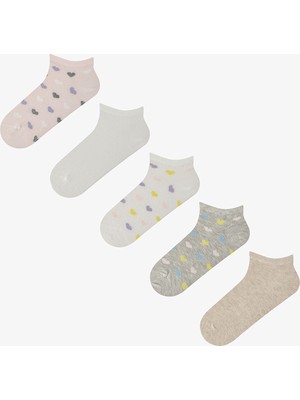 Penti 5 Çift Pamuklu Renkli Kalp Desenli Patik Çorap