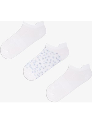 Penti 3 Çift Burun Dikişsiz Spor Microfiber Leopar Desenli Çekçekli Patik Çorap