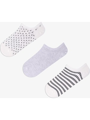 Penti 3 Çift Burun Dikişsiz Puantiye ve Çizgi Desenli Sneaker Çorap