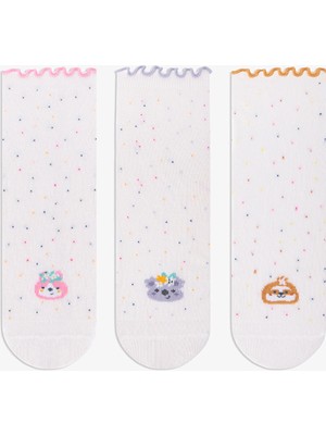 Penti 3 Çift Pamuklu Minik Puantiyeli ve Hayvan Desenli Ara Boy Soket Çorap