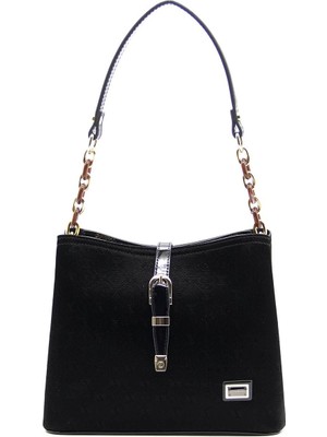 Silver & Polo SP974 Kadın Omuz Çantası Fashion Siyah-Rugan Siyah