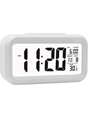 Esranın Dünyası Ieg™ Akıllı Dijital Masa Saati Alarmlı Karanlık Sensörlü Fotoselli Beyaz RSPRP34-ESRDNS