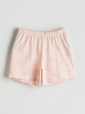 Lc Waikiki Yeni Sezon Beli Lastikli Fiyonk Baskılı Kız Çocuk Pijama Şort