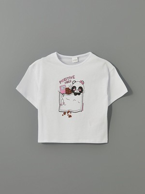 Lc Waikiki Yeni Sezon Bisiklet Yaka Baskılı Kız Çocuk Pijama Üst