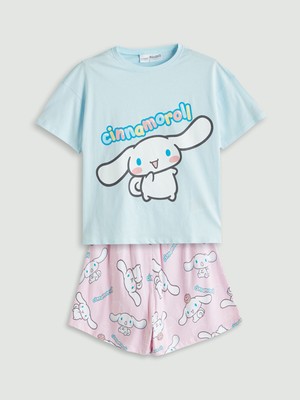 Lc Waikiki Yeni Sezon Bisiklet Yaka Cinnamoroll Baskılı Kız Çocuk Şortlu Pijama Takımı