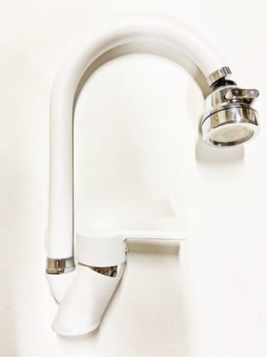 Fulcie Armatür Beyaz Krom 3 Fonksiyonlu Mutfak Eviye Musluğu Bataryası Çeşmesi Su Tasarruflu Başlık