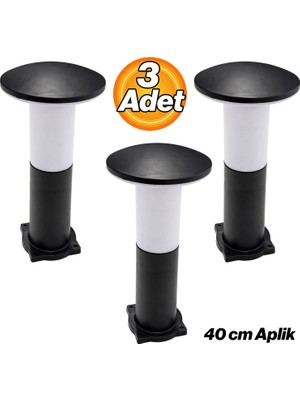 Badem10 Mantar Set Üstü Bahçe Aydınlatma Armatürü 3 Adet 40 cm Duvar Üstü Mekan Aydınlatma Modern Tasarım