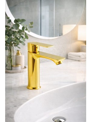 Fulcie Gold Sabit Lavabo Bataryası Luxury Banyo Lavabo Bataryası