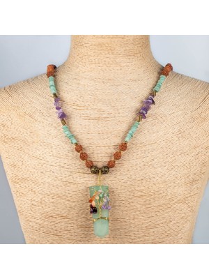 Herşey Nota Sacred Nomad Aura – Aventurin & Ametist Doğal Taş Tasarım Kolye