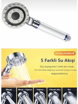 Spa Masaj Özellikli Duş Başlığı Banyo Duş Başlığı 5 Fonksiyonlu Duş Başlığı