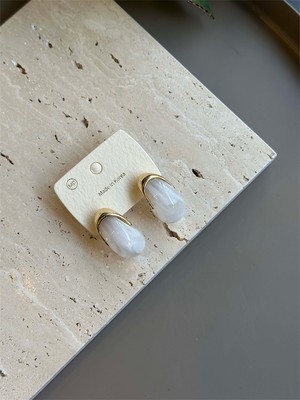 Flamex Taşlı Küpe - Beyaz