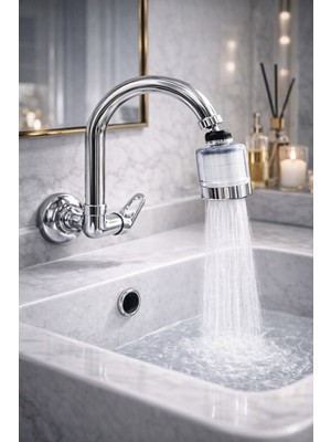 Duvardan Tek Su Girişli Kireç Önleyici Pamuk Başlıklı Lavabo Bataryası