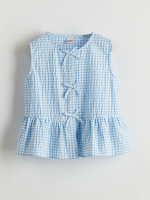 Lc Waikiki Yeni Sezon Rahat Kalıp Gofre Fiyonklu Kız Çocuk Gömlek