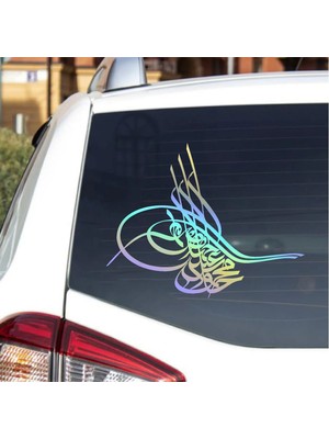 Sticker Usta Osmanlı Tuğrası Hologram Janjan Çok Renkli Tugra Araba Oto Motosiklet Karavan Sticker 00060