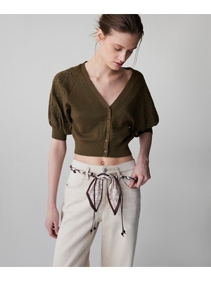İpekyol Fistolu crop triko hırka IS1260050057177