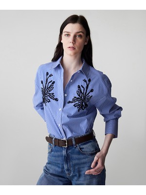 İpekyol Payetli Çizgi Desen Gömlek  IS1260025155089