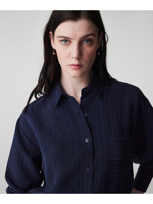 İpekyol Çizgi jakarlı gömlek IS1260025157015