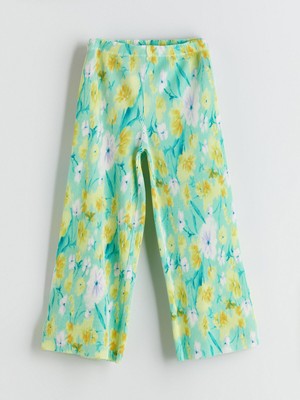 Lc Waikiki Yeni Sezon Beli Lastikli Çiçekli Ispanyol Paça Kız Çocuk Tayt