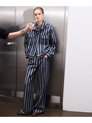 İpekyol Çizgili Denim Pantolon IS1260018002629