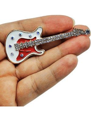 BB Bi Butik Shop Işıltılı Elektro Gitar Figürlü Tasarım Broş – Müzik Tutkusu Yaka Iğnesi