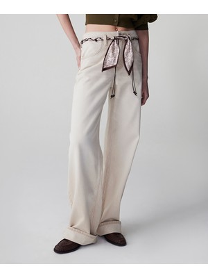 İpekyol Fular Kemerli Wide Leg Jean Pantolon IS1260018020023