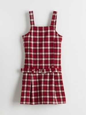 Lc Waikiki Yeni Sezon Kare Yaka Ekose Kız Çocuk Salopet Elbise