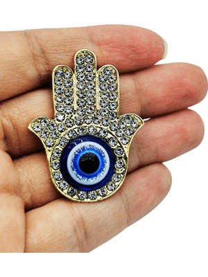 BB Bi Butik Shop Işıltılı Nazar Boncuklu Fatma Ana Eli Tasarım Broş