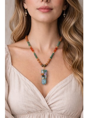 Herşey Nota Emerald Terra – Çoklu Doğal Taş Premium Statement Kolye