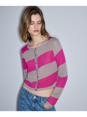 İpekyol Diyagonal Çizgili Triko Hırka IS1260050037014