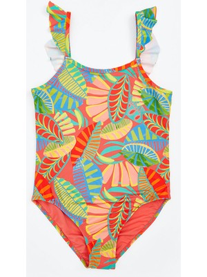 Lc Waikiki Yeni Sezon Kare Yaka Çiçekli Kız Çocuk Mayo