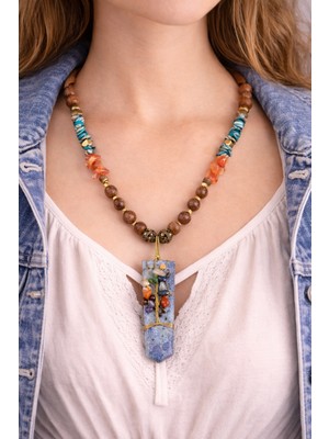 Herşey Nota Celestial Nomad – Lapis & Akik Doğal Taş Premium Tasarım Kolye