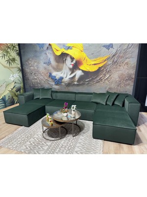 Erduran Mobilya Angelo 6 Modül Zero 17 Leke Tutmaz Kumaş Köşe Koltuk Takımı