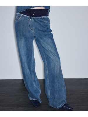 İpekyol Kontrast elastik bel jean pantolon IS1260018003089