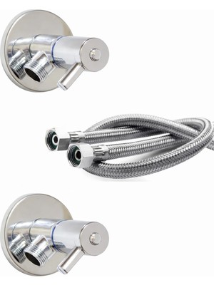 Musluq Klozet Bağlantı Takımı At Flexs Hortum 2 Adet Çubuk Taharet Musluğu