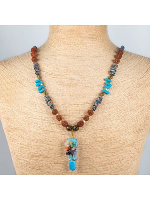 Herşey Nota Azure Nomad – Turkuaz & Çoklu Doğal Taş Premium Tasarım Kolye