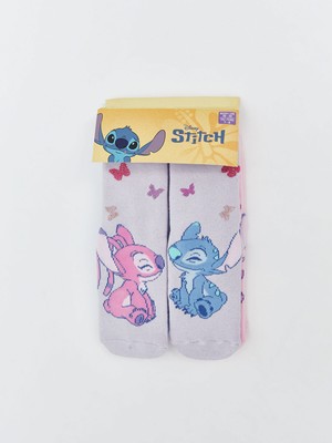 Lc Waikiki Yeni Sezon Stitch ve Angel Desenli Kız Çocuk Havlu Soket Çorap 3'lü