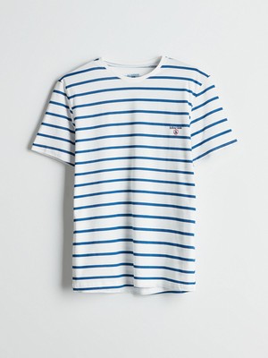 Lc Waikiki Yeni Sezon Bisiklet Yaka Çizgili Erkek Pijama Üst