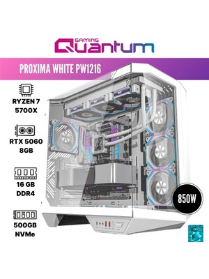 Quantum Gaming Proxima White PW1216 Ryzen 7 5700X 16GB Ddr4 512GB Nvme RTX5060 8gb Masaüstü Oyuncu Bilgisayarı