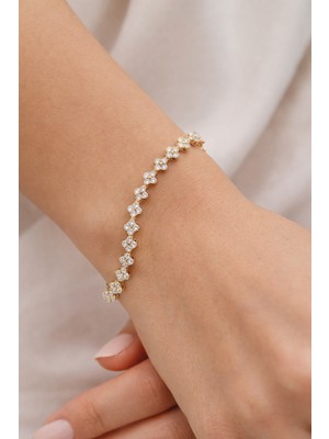 Kmod Life Çiçek Motifli Taşlı Paslanmaz Çelik Tamtur Bileklik – Zarif Kadın Bileklik