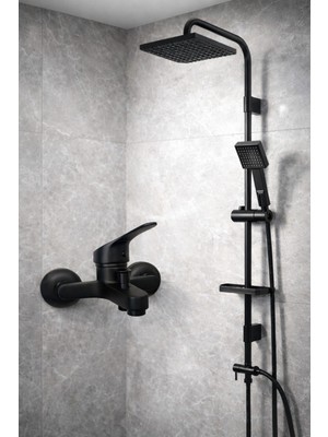 Siyah Robot Seti Siyah Krom Pirinç Banyo Bataryası 2’li Set Duş Sitemleri