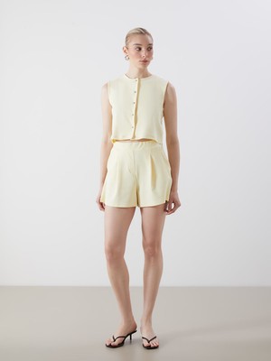 Lc Waikiki Yeni Sezon Beli Lastikli Krep Kadın Pileli Şort