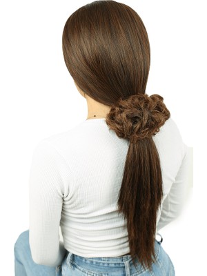 Yoğun Lı Lastikli Topuz Toka / Karamel