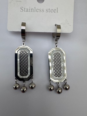 Stainless Steel Dikdörtgen Formda, Toplu Sallantılı Çelik Küpe