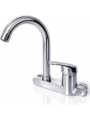 Fulcie Baston Borulu Duvardan Sabit Sıcak Soğuk Girişli Baston Borulu Mutfak Eviye Lavabo Bataryası