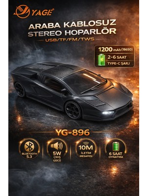 Yage YG-896 Araba Model Kablosuz Bluetooth Hoparlör 5W Type-C